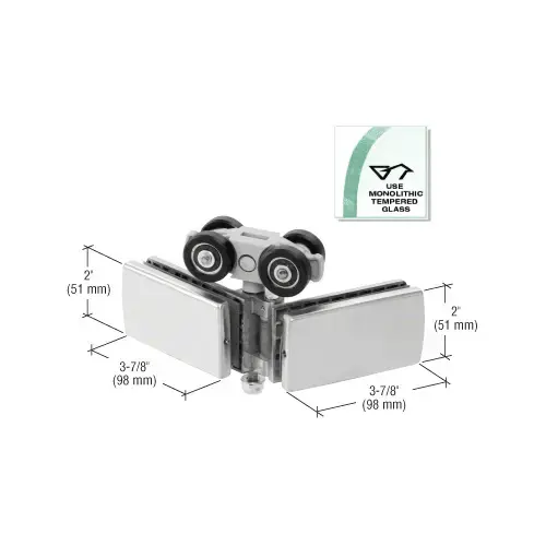 Birmingham Series Top Glass-to-Glass Roller Patch Brushed Stainless Steel