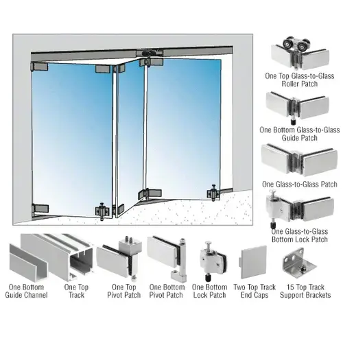 Birmingham Series 3 Panel Bi-Folding Door Kit - 118" Brushed Stainless Steel