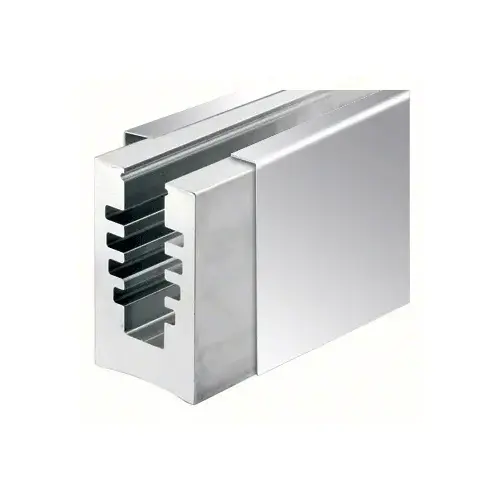 B5A Series Polished Stainless Custom Size Aluminum Base Shoe with Cladding Undrilled for 1/2" Glass B5A Series Polished Stainless Custom Size Aluminum Base Shoe with Cladding Undrilled for 1/2" Glass