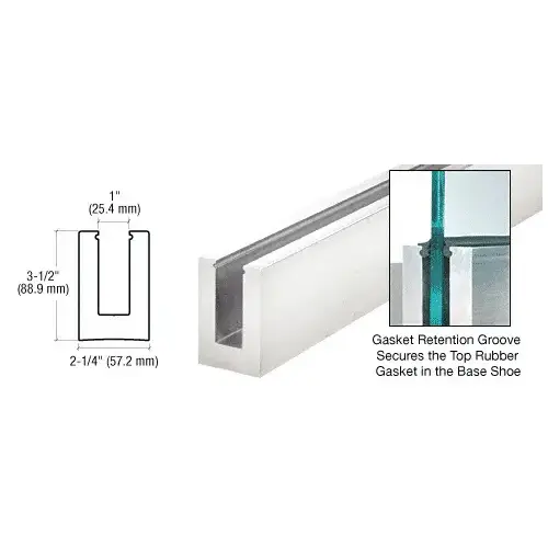 120" B5L Series Low Profile Square Aluminum Mill Base Shoe Extrusion Only Undrilled for 1/2" to 5/8" Glass 120" B5L Series Low Profile Square Aluminum Mill Base Shoe Extrusion Only Undrilled for 1/2" to 5/8" Glass