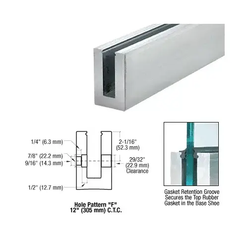 B5S Series Mill Aluminum 120" Square Base Shoe Fascia Mount for 1/2" Glass B5S Series Mill Aluminum 120" Square Base Shoe Fascia Mount for 1/2" Glass