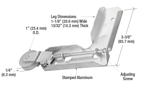 CRL B604 1" Nylon Sliding Screen Door Roller with Stamped Aluminum Corner Insert