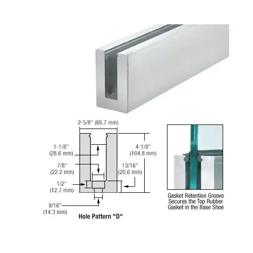 B6N Series Mill Aluminum 120" Standard Square Base Shoe Drilled for 5/8" Glass B6N Series Mill Aluminum 120" Standard Square Base Shoe Drilled for 5/8" Glass