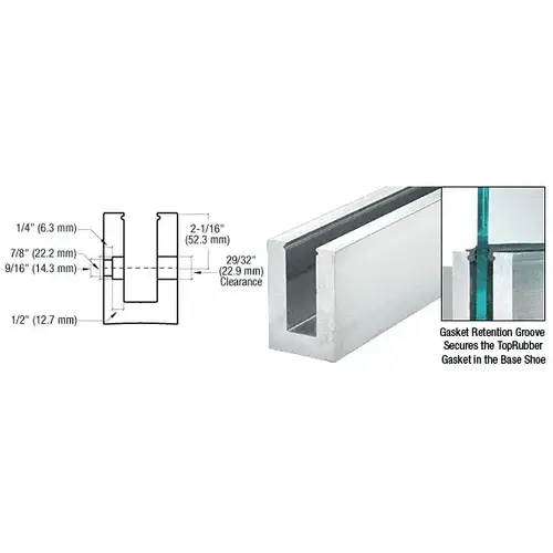 B7S Series Mill Aluminum 120" Heavy-Duty Square Base Shoe Fascia Mount Drilled for 3/4" Glass B7S Series Mill Aluminum 120" Heavy-Duty Square Base Shoe Fascia Mount Drilled for 3/4" Glass