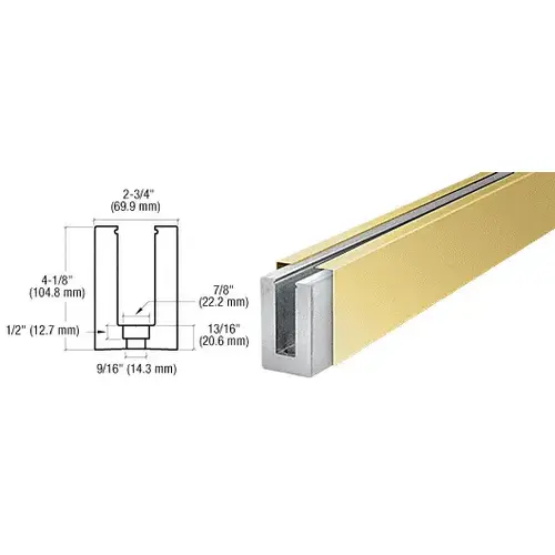 Polished Brass B7S Series Custom Length Square Base Shoe Drilled for 3/4 Glass Polished Brass B7S Series Custom Length Square Base Shoe Drilled for 3/4 Glass