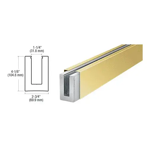 B7S Series Polished Brass Custom Length Square Base Shoe for 3/4" Glass B7S Series Polished Brass Custom Length Square Base Shoe for 3/4" Glass