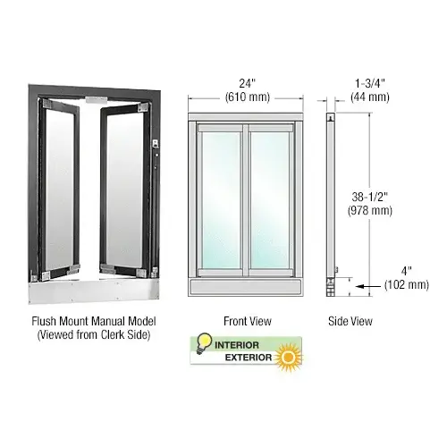 Bronze Anodized Manual Flush Mount Bi-Fold Service Window