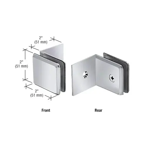 Polished Chrome Fixed Panel Beveled Clamp With Large Leg Polished Chrome Fixed Panel Beveled Clamp With Large Leg