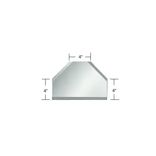 Clear Mirror Glass 4" T-Connector Beveled on 3 Sides Clear Mirror Glass 4" T-Connector Beveled on 3 Sides