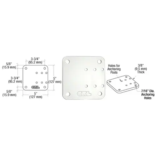 Sky White 5" x 5" Offset Base Plate Sky White 5" x 5" Offset Base Plate