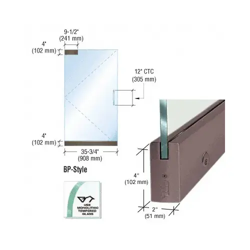 Black/Bronze Anodized Dry Glazed Frameless Glass 3' BP-Style Single Door Only Kit - with Lock Black/Bronze Anodized Dry Glazed Frameless Glass 3' BP-Style Single Door Only Kit - with Lock