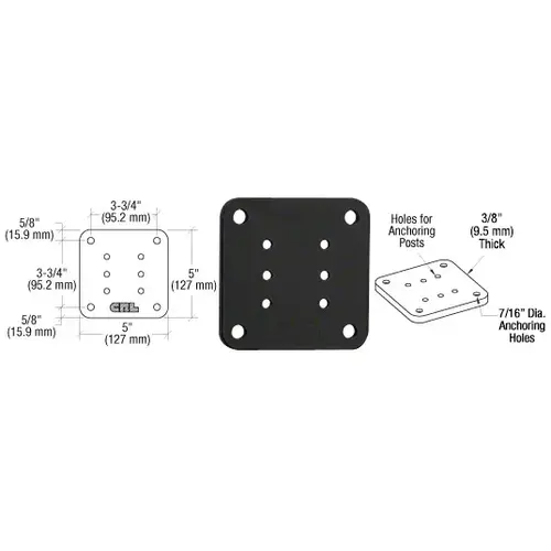 Matte Black 5" x 5" Square Base Plate Matte Black 5" x 5" Square Base Plate
