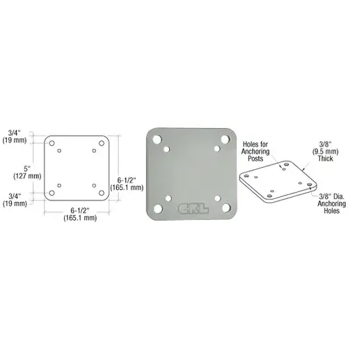 Agate Gray 6-1/2" x 6-1/2" Square Base Plate