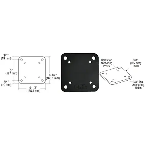 Matte Black 6-1/2" x 6-1/2" Square Base Plate Matte Black 6-1/2" x 6-1/2" Square Base Plate