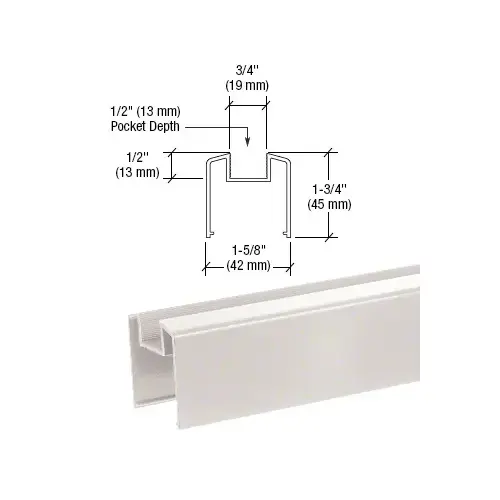 Sky White 200, 300, 350, and 400 Series Bottom Rail for Glass 241" Long Sky White 200, 300, 350, and 400 Series Bottom Rail for Glass 241" Long