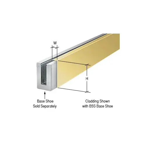 Polished Brass 120" Cladding for B5S Series Standard Square Aluminum Base Shoe Polished Brass 120" Cladding for B5S Series Standard Square Aluminum Base Shoe