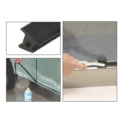 Black Top Rubber Gasket for Monolithic Tempered Glass Base Shoe - 500' Roll