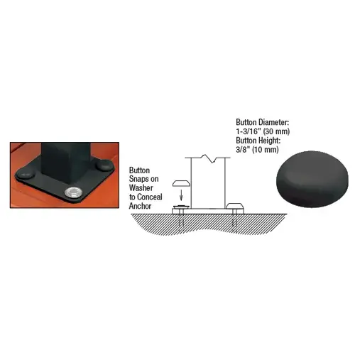 Matte Black Color Match Bolt Cover Buttons - pack of 50