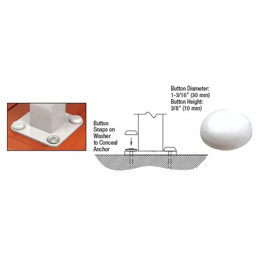 Sky White Color Match Bolt Cover Buttons - pack of 50