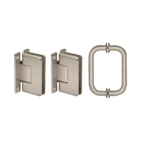 Brushed Nickel Cologne 037 Hinge and Shower Pull Handle Set