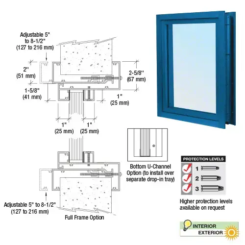 Powder Painted (Specify) Aluminum Clamp-On Frame Exterior Glazed Vision Window Powder Painted (Specify) Aluminum Clamp-On Frame Exterior Glazed Vision Window
