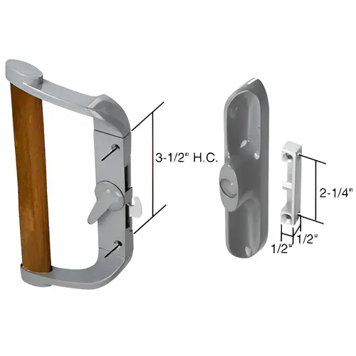 Aluminum/Wood Hook-Style Surface Mount Handle 3-1/2" Screw Holes - Non-Keyed Aluminum/Wood Hook-Style Surface Mount Handle 3-1/2" Screw Holes - Non-Keyed