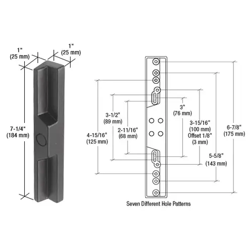 Black Outside Pull with Multiple Screw Hole Patterns