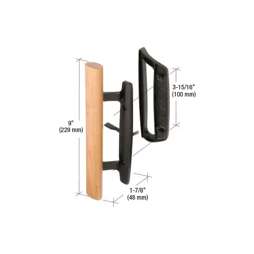 Wood/Black Mortise-Style Handle 3-15/16" Screw Holes Wood/Black Mortise-Style Handle 3-15/16" Screw Holes