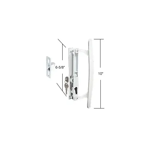 White Flush Mount Keyed Handle Set 6-5/8" Screw Holes White Flush Mount Keyed Handle Set 6-5/8" Screw Holes