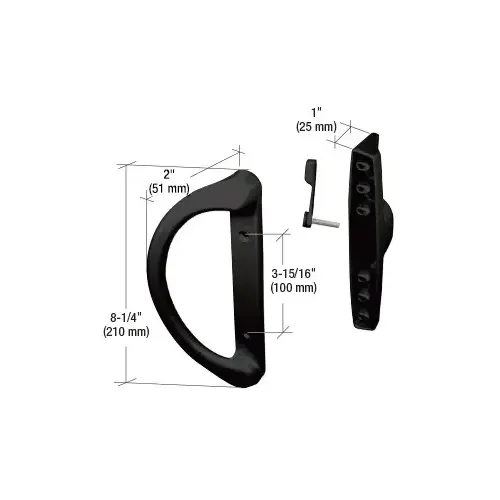 Black Sliding Glass Door Handle" Center-to-Center Screw Holes