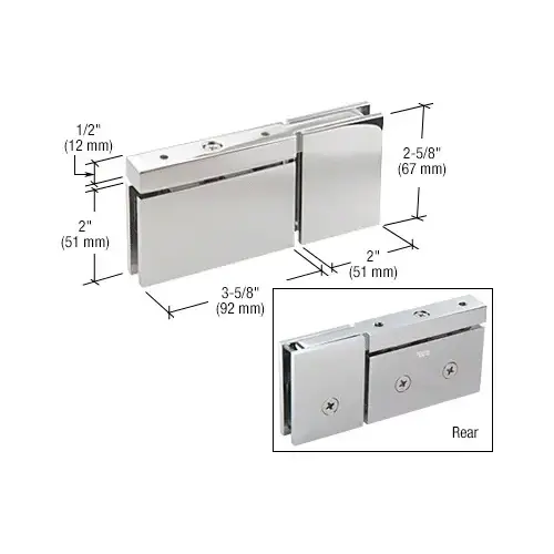 Polished Chrome Cardiff Top or Bottom Mount Pivot with Attached U-Clamp Hinge Polished Chrome Cardiff Top or Bottom Mount Pivot with Attached U-Clamp Hinge