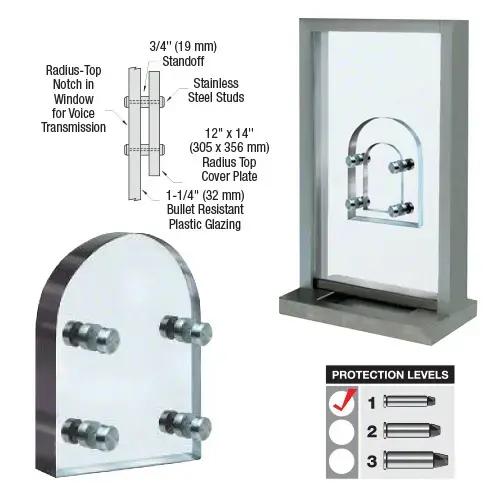 Radius Top Level 1 Clear Vision Bullet Resistant Acrylic Speak-Thru Radius Top Level 1 Clear Vision Bullet Resistant Acrylic Speak-Thru