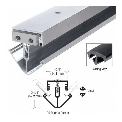 Clear Anodized 90 degree Corner Division Bar with Vinyl - 24 ft Clear Anodized 90 degree Corner Division Bar with Vinyl - 24 ft