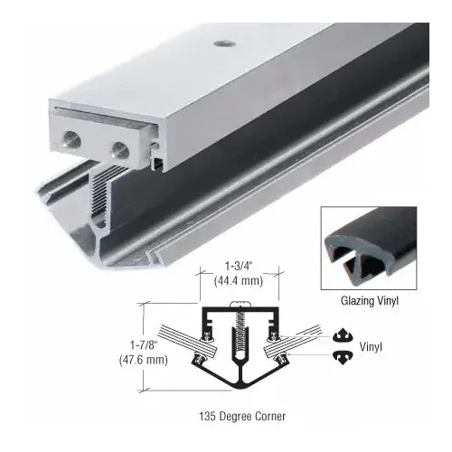 Clear Anodized 135 degree Corner Division Bar with Vinyl - 24 ft