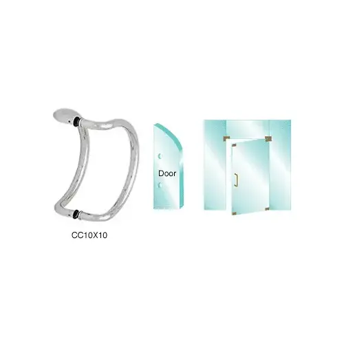 Satin Anodized 10" Glass Mounted Curved Pull Handle Satin Anodized 10" Glass Mounted Curved Pull Handle