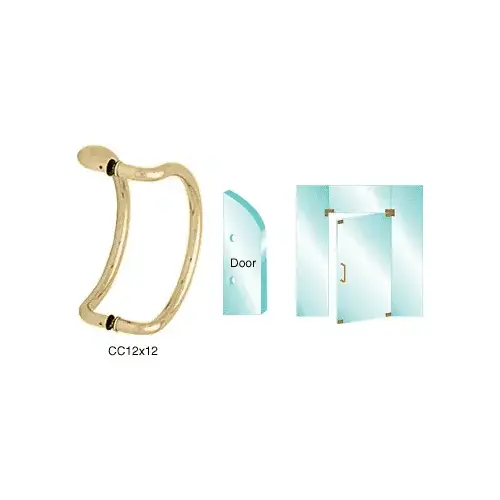 Brass 12" Glass Mounted Curved Pull Handle Brass 12" Glass Mounted Curved Pull Handle
