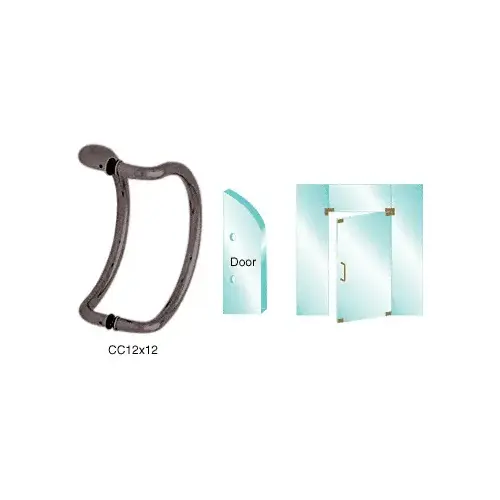Dark Bronze 12" Glass Mounted Curved Pull Handle Dark Bronze 12" Glass Mounted Curved Pull Handle