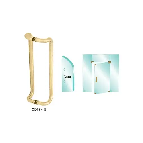 Brass 18" Glass Mounted Offset Pull Handle Brass 18" Glass Mounted Offset Pull Handle
