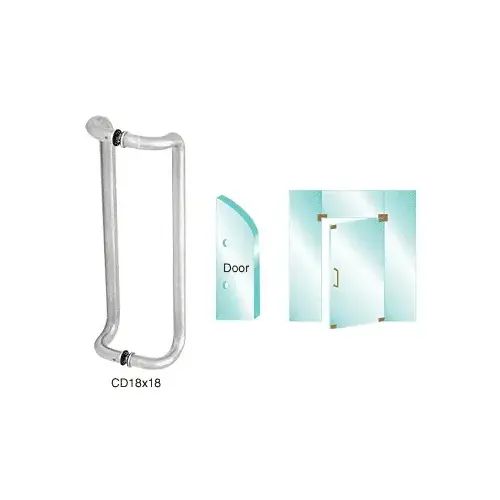 Polished Stainless 18" Glass Mounted Offset Pull Handle Polished Stainless 18" Glass Mounted Offset Pull Handle
