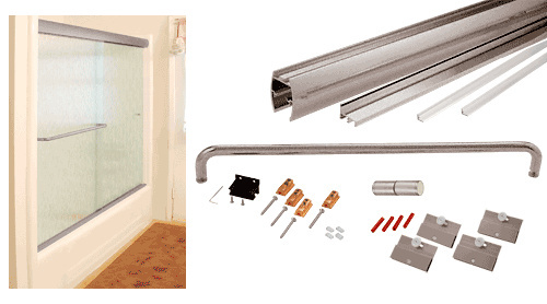CRL CK146060BN Brushed Nickel 60" x 60" Cottage CK Series Sliding Shower Door Kit with Clear Jambs for 1/4" Glass GLASS NOT INCLUDED
