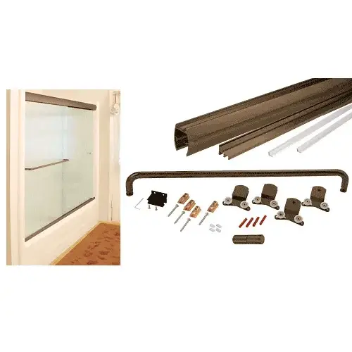 Oil Rubbed Bronze 72" x 72" Cottage CK Series Sliding Shower Door Kit with Clear Jambs for 3/8" Glass GLASS NOT INCLUDED Oil Rubbed Bronze 72" x 72" Cottage CK Series Sliding Shower Door Kit with Clear Jambs for 3/8" Glass GLASS NOT INCLUDED