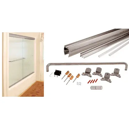 Brushed Nickel 72" x 60" Cottage CK Series Sliding Shower Door Kit With Clear Jambs for 3/8" Glass GLASS NOT INCLUDED Brushed Nickel 72" x 60" Cottage CK Series Sliding Shower Door Kit With Clear Jambs for 3/8" Glass GLASS NOT INCLUDED