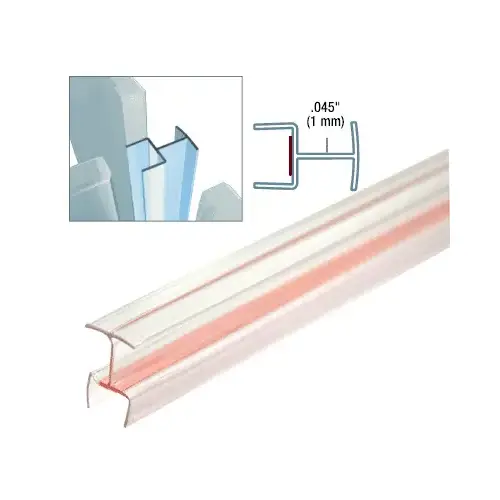 Clear Copolymer Strip for T-Joint Junctions Where 3 Glass Panels Meet - 3/8" Tempered Glass 120" Length - pack of 5 Clear Copolymer Strip for T-Joint Junctions Where 3 Glass Panels Meet - 3/8" Tempered Glass 120" Length - pack of 5