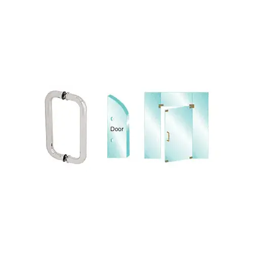 Brushed Stainless 12" Solid Glass Mounted Standard Pull Handle Brushed Stainless 12" Solid Glass Mounted Standard Pull Handle