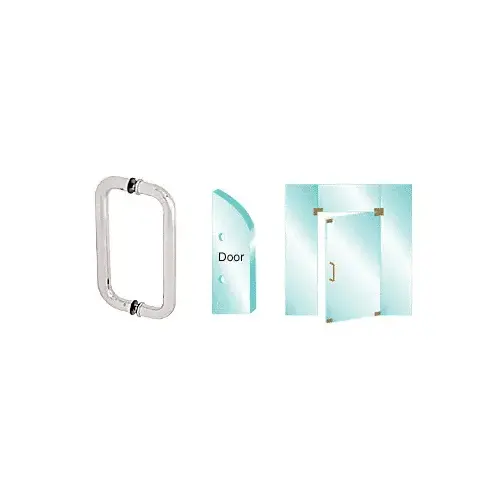 Polished Stainless 10" Back-to-Back Glass Mounted Standard Pull Handle Polished Stainless 10" Back-to-Back Glass Mounted Standard Pull Handle