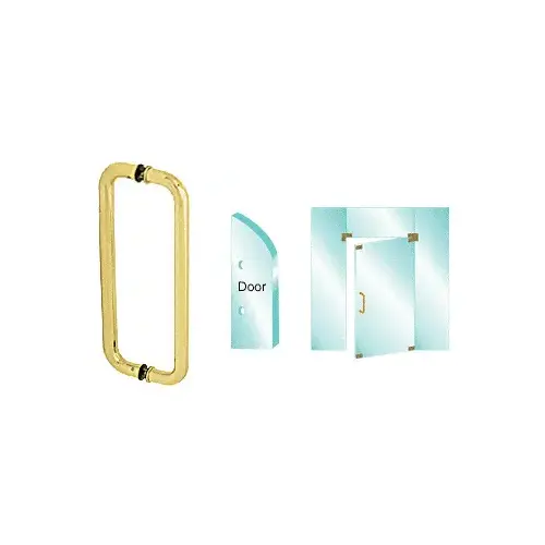 Brass 18" Glass Mounted Back-to-Back Standard Pull Handle Brass 18" Glass Mounted Back-to-Back Standard Pull Handle