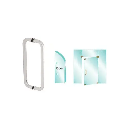 Brushed Stainless 18" Glass Mounted Back-to-Back Standard Pull Handle Brushed Stainless 18" Glass Mounted Back-to-Back Standard Pull Handle