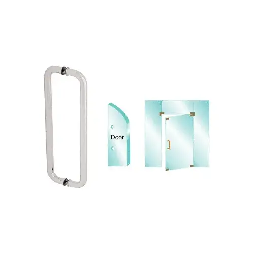 Brushed Stainless 24" Glass Mounted Back-to-Back Standard Pull Handle Brushed Stainless 24" Glass Mounted Back-to-Back Standard Pull Handle