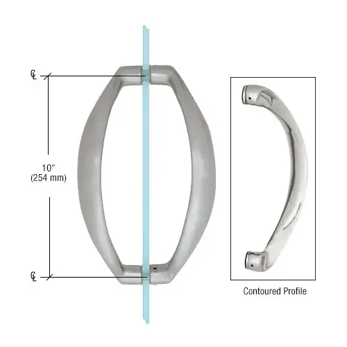 Brushed Satin Chrome 10" Glass Mounted Sculptured Pull Handle Brushed Satin Chrome 10" Glass Mounted Sculptured Pull Handle