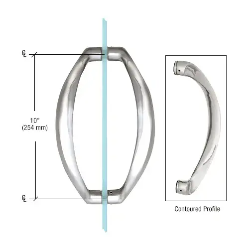 Polished Chrome 10" Glass Mounted Sculptured Pull Handle Polished Chrome 10" Glass Mounted Sculptured Pull Handle